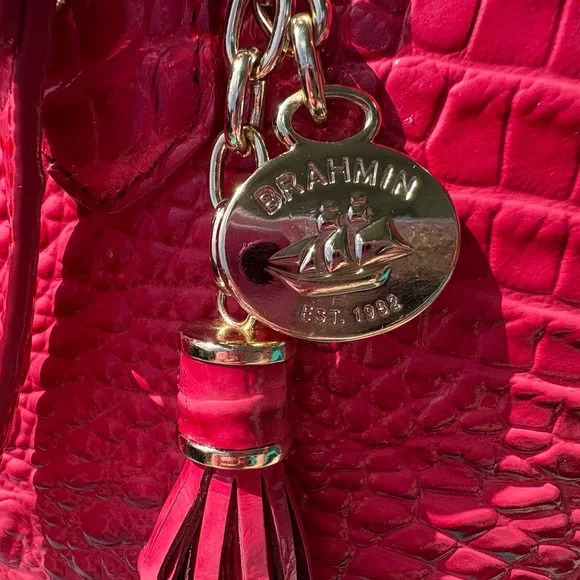 Brahmin Rich Rouge Pink Embossed Tote-Carryall—EUC - Picture 15 of 15
